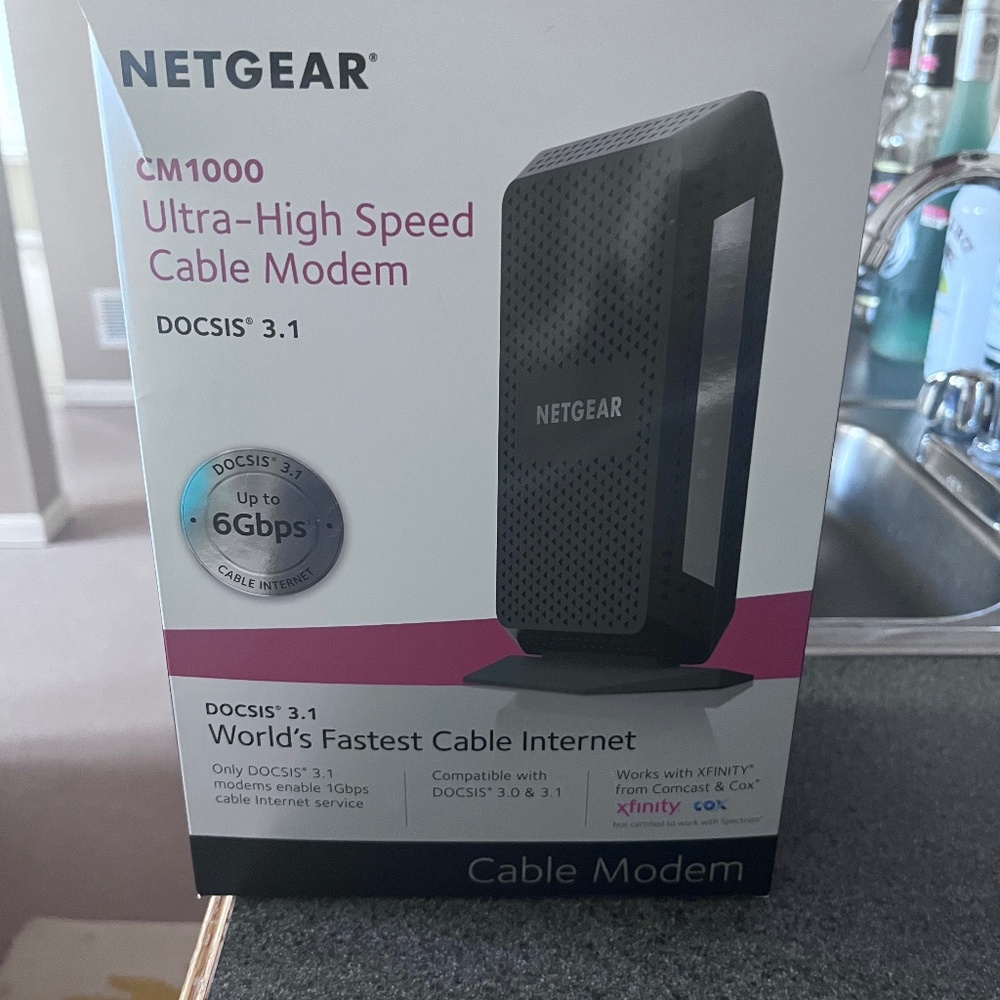 Netgear Cable Modem - Black (CM1000-100NAS): Gigabit Ethernet, Cox, Spectrum, Xf